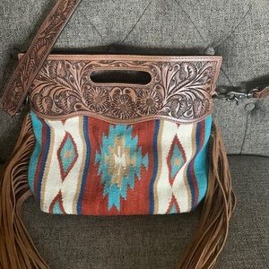 American Darling Saddle Print Fringe Purse